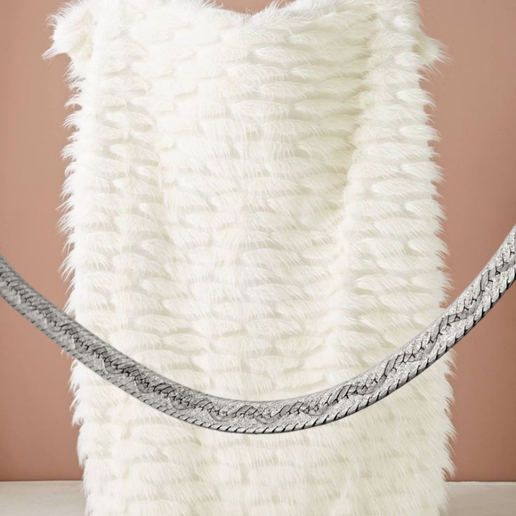 Italy Sterling Silver with Etched Wavy Design Chain Necklace 24" - Picture 3 of 7